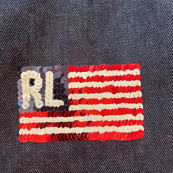 Vintage Polo Jeans Co Denim Tote with Sequin American Flag. Ralph Lauren - Picture 3 of 6